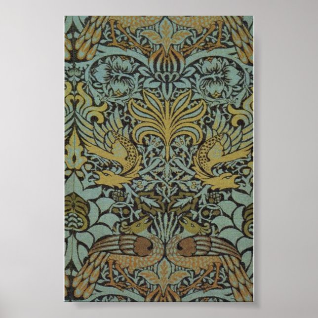 William Morris, Påfågel och Draktryck Poster (Framsidan)