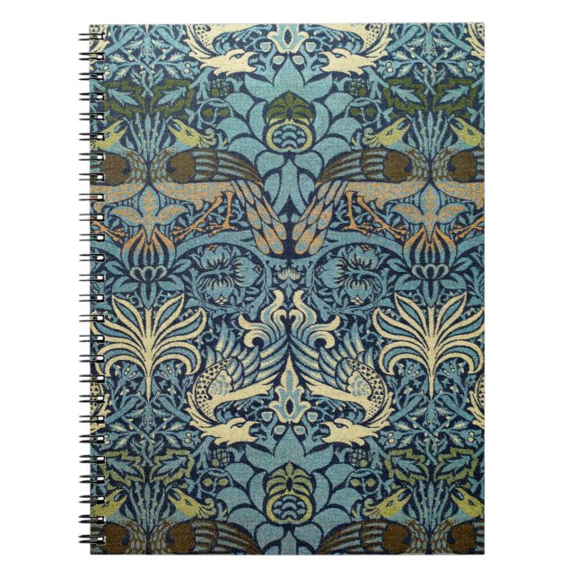 William Morris Påfågel och Drakvävt Mönster Anteckningsbok (Framsidan)