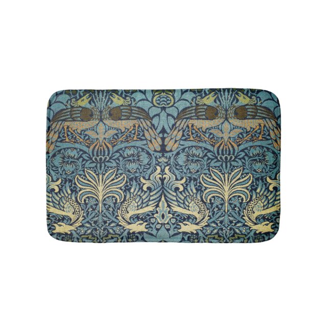 William Morris Påfågel och Drakvävt Mönster Badrumsmatta (Framsidan)