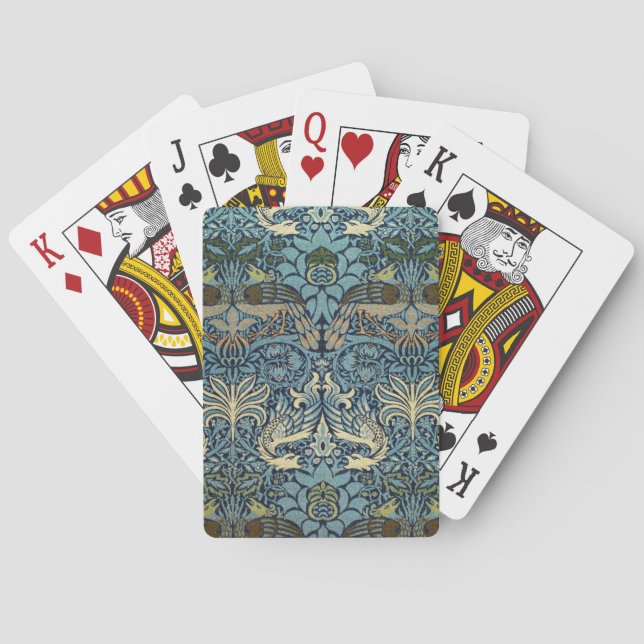 William Morris Påfågel och Drakvävt Mönster Casinokort (Baksidan)