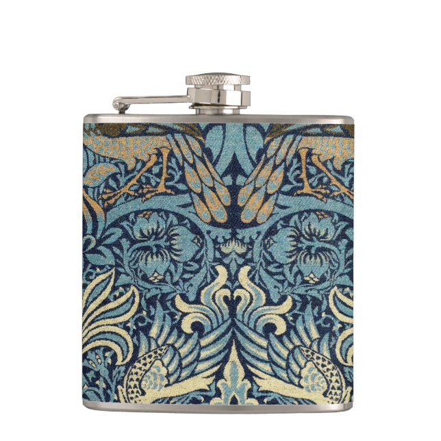 William Morris Påfågel och Drakvävt Mönster Fickplunta (Framsidan)
