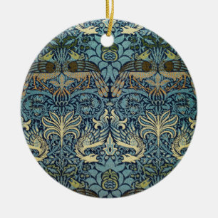 William Morris Påfågel och Drakvävt Mönster Julgransprydnad Keramik