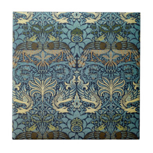 William Morris Påfågel och Drakvävt Mönster Kakelplatta