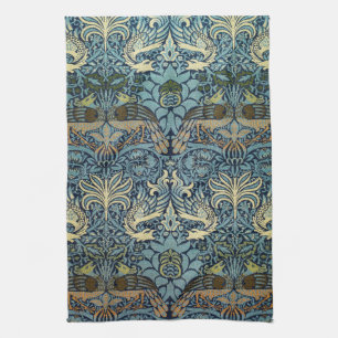 William Morris Påfågel och Drakvävt Mönster Kökshandduk