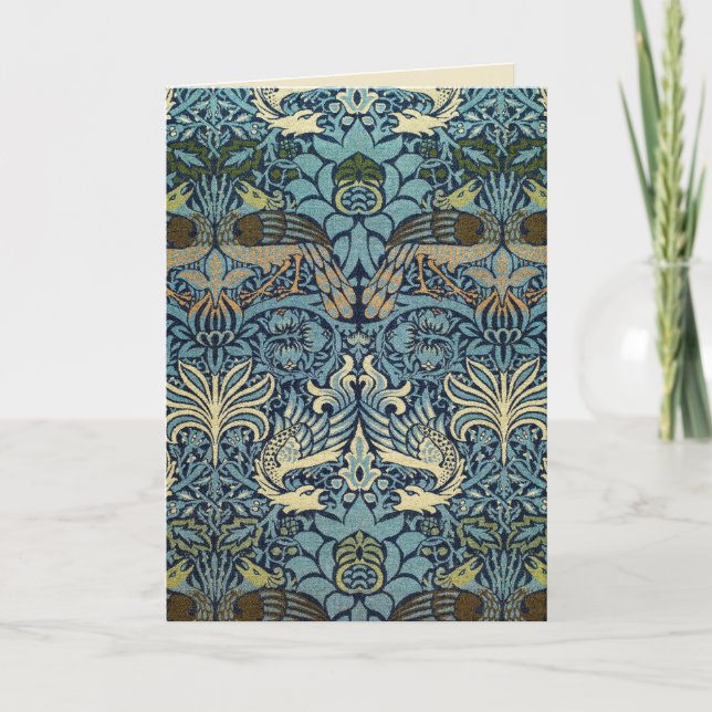 William Morris Påfågel och Drakvävt Mönster Kort (Framsida)