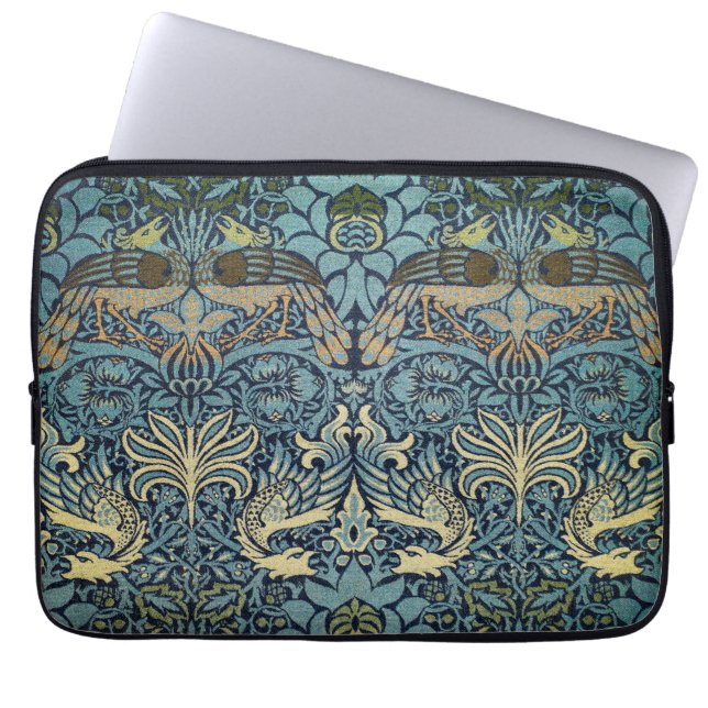 William Morris Påfågel och Drakvävt Mönster Laptop Fodral (Framsidan)