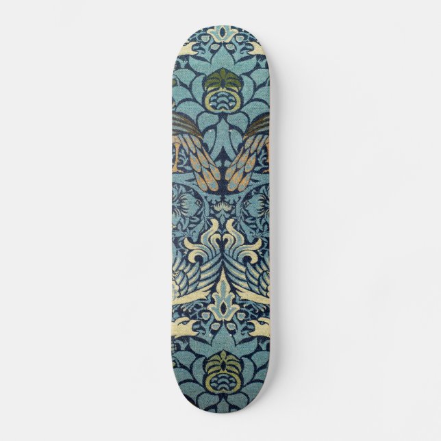 William Morris Påfågel och Drakvävt Mönster Mini Skateboard Bräda 18,5 Cm (Framsida)