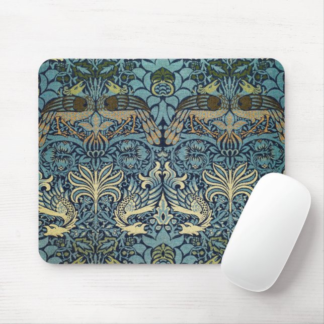 William Morris Påfågel och Drakvävt Mönster Musmatta (Med mus)