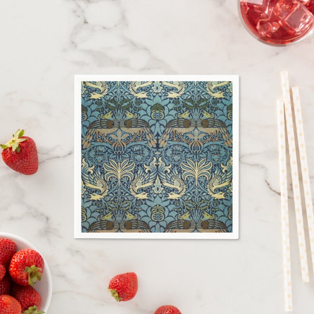 William Morris Påfågel och Drakvävt Mönster Pappersservett (Insitu)
