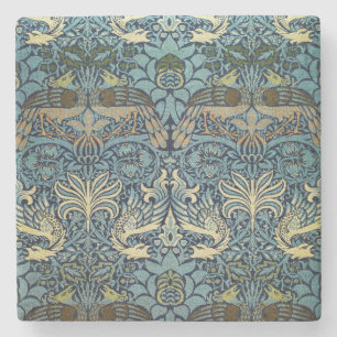 William Morris Påfågel och Drakvävt Mönster Stenunderlägg