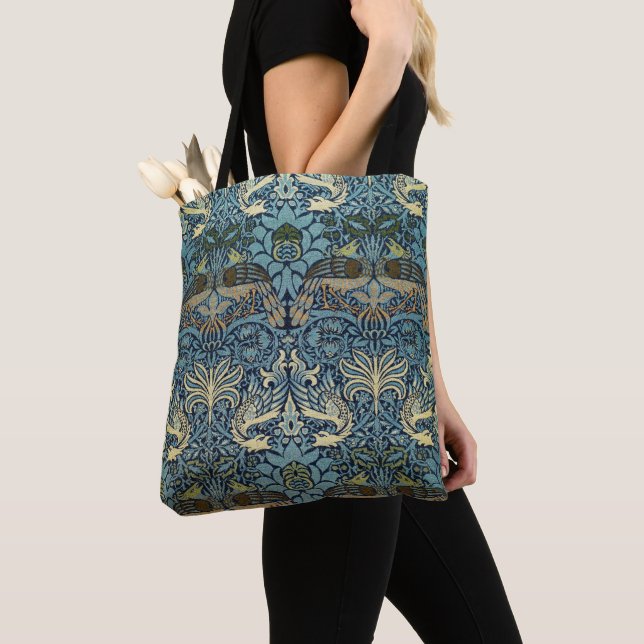 William Morris Påfågel och Drakvävt Mönster Tygkasse (Närbild)