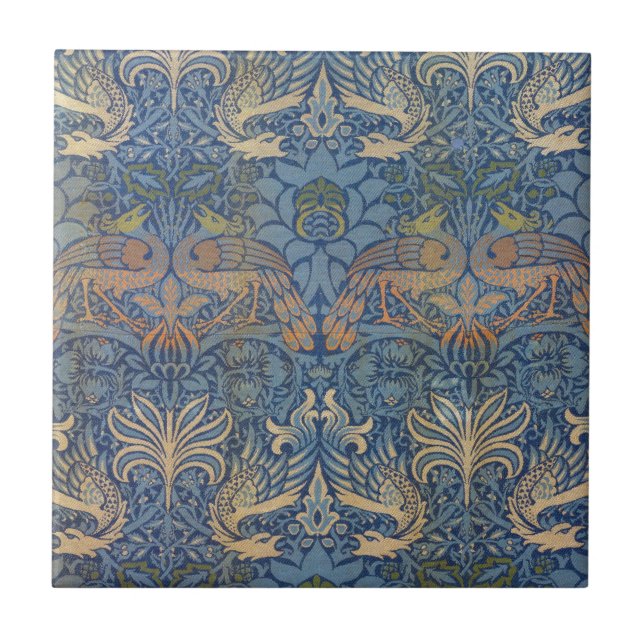 William Morris påfågeldesign Kakelplatta (Framsidan)