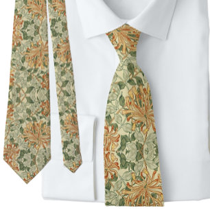 William * Morris Peach Grönt Blommigt Slips