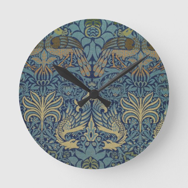 William Morris Peacock and Dragon Rund Klocka (Framsida)