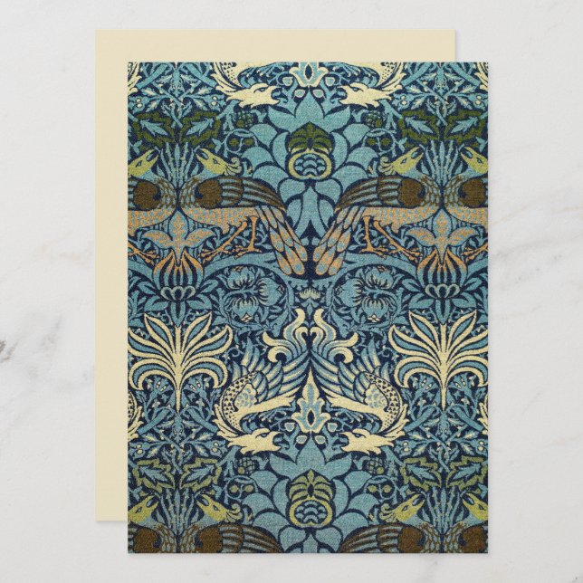 William Morris Peacock and Dragon Woven Design (Fram/baksida)