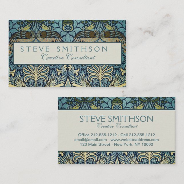 William Morris Peacock and Dragon Woven Design Visitkort (Fram/baksida)