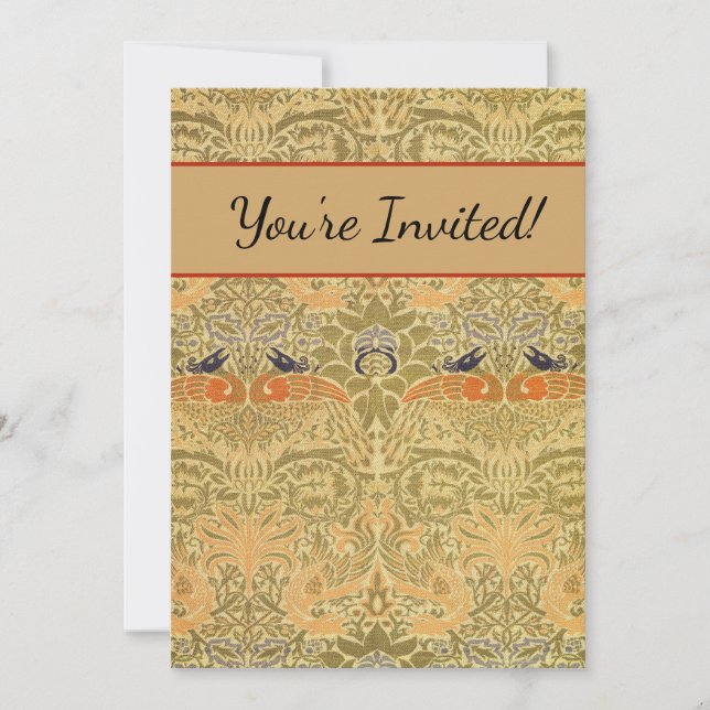 William Morris Peacock & Dragon Arts & Crafts Inbjudningar (Framsida)