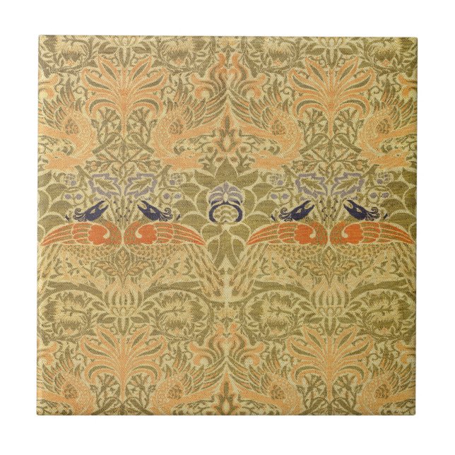 William Morris Peacock & Dragon Arts & Crafts Kakelplatta (Framsidan)