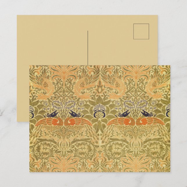 William Morris Peacock & Dragon Arts & Crafts Vykort (Fram/baksida)