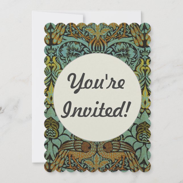 William Morris Peacock Dragon Tapet Inbjudningar (Framsida)