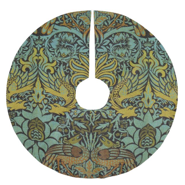 William Morris Peacock Dragon Tapet Julgransmatta Borstad Polyester (Framsidan)