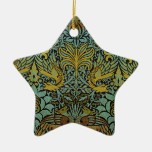 William Morris Peacock Dragon Tapet Julgransprydnad Keramik