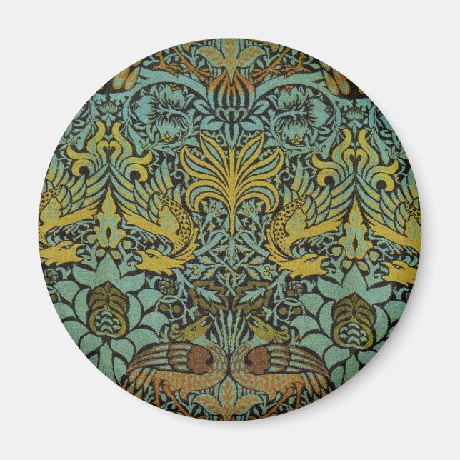 William Morris Peacock Dragon Tapet Magnet (Framsidan)