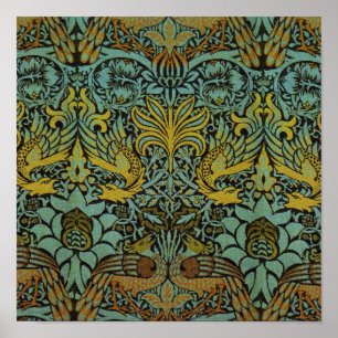 William Morris Peacock Dragon Tapet Poster
