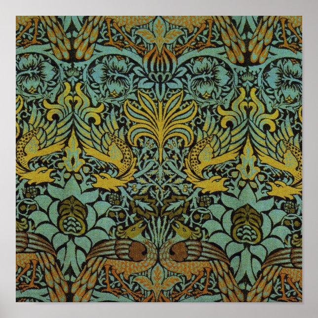 William Morris Peacock Dragon Tapet Poster (Framsidan)