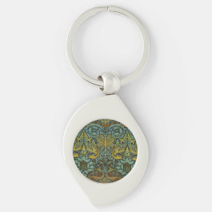 William Morris Peacock Dragon Tapet Swirl Silverfärgad Nyckelring