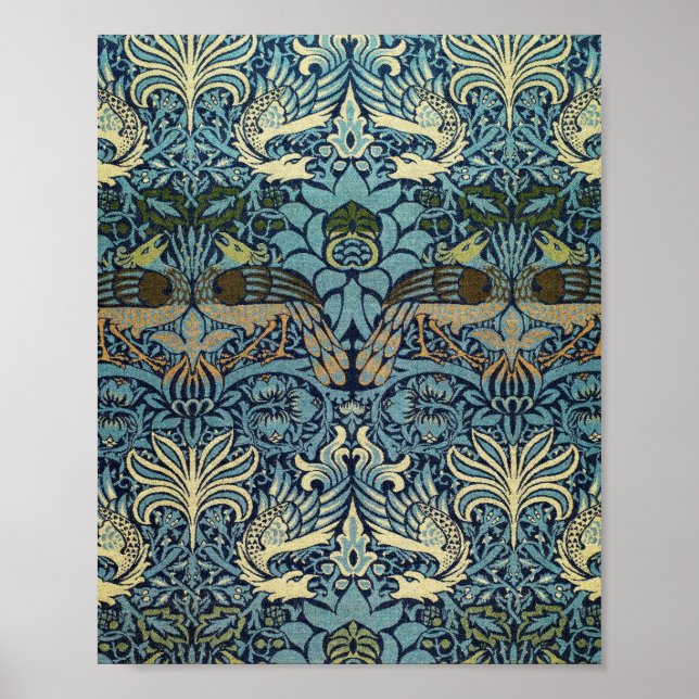William Morris Peacock och Dragon, berömd mönster Poster (Framsidan)