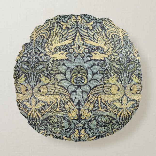 William Morris Peacock och Dragon Rund Kudde (Framsidan)