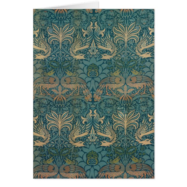William Morris Peacock och Dragon Textile Design Hälsningskort (Framsidan)