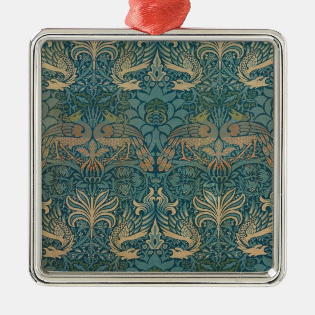 William Morris Peacock och Dragon Textile Design Julgransprydnad Metall (Framsidan)