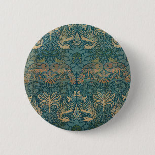 William Morris Peacock och Dragon Textile Design Knapp