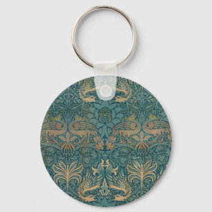 William Morris Peacock och Dragon Textile Design Nyckelring