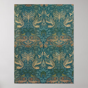 William Morris Peacock och Dragon Textile Design Poster
