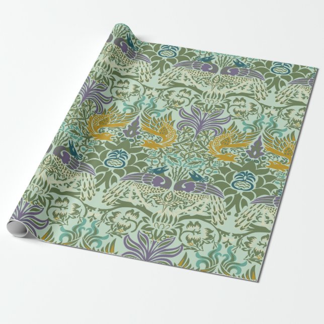 William Morris Peacock och Dragon Wrapping Papprar Presentpapper (Utrullad)
