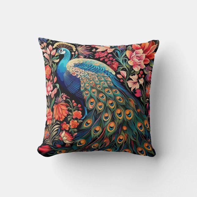 William Morris Peacock Throw Cotton Pillow Kudde (Framsida)