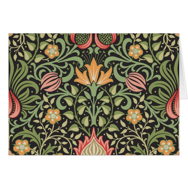 William Morris Persian Blommigt Antique Hälsningskort (Framsidan Horizontal)