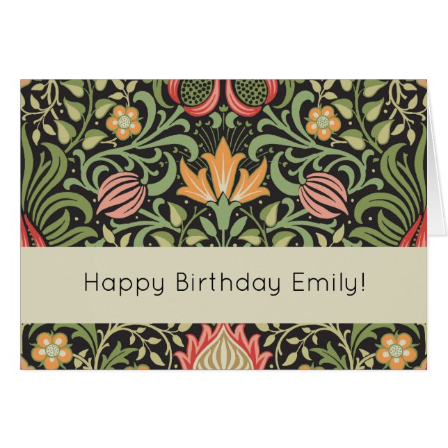 William Morris Persian Blommigt Antique Hälsningskort (Framsidan Horizontal)