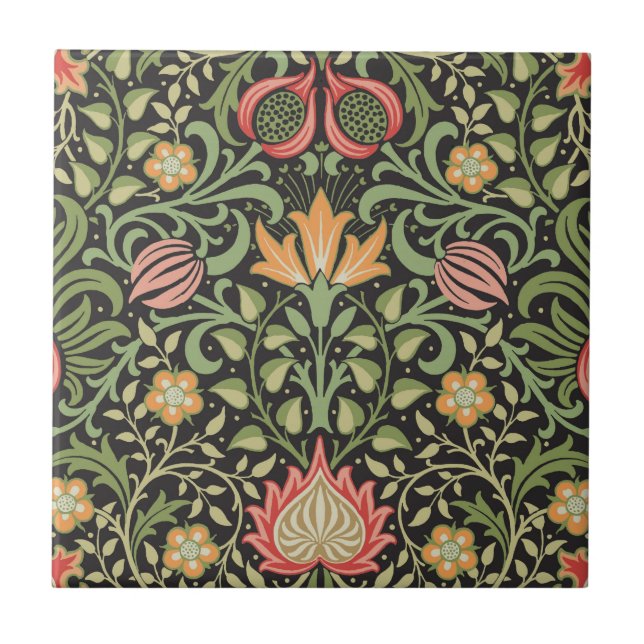 William Morris Persian Blommigt Antique Kakelplatta (Framsidan)