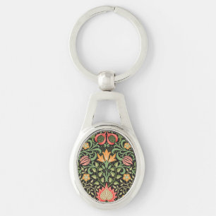 William Morris Persian Blommigt Antique Ovalt Silverfärgad Nyckelring