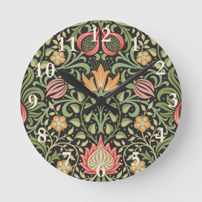 William Morris Persian Blommigt Antique Rund Klocka (Framsida)