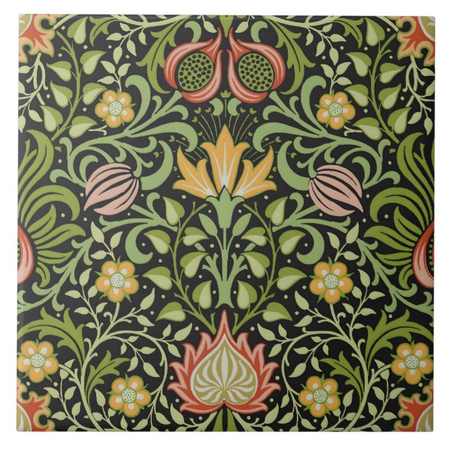 William Morris Persian Blommigt Botanical Design Kakelplatta (Framsidan)