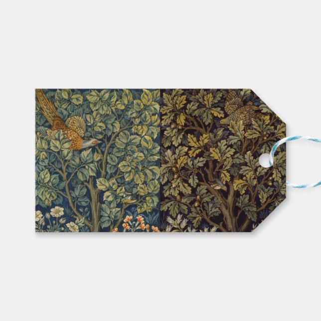 William Morris - Pheasant Bird Träd Botanical Presentetikett (Framsidan (Horisontell))