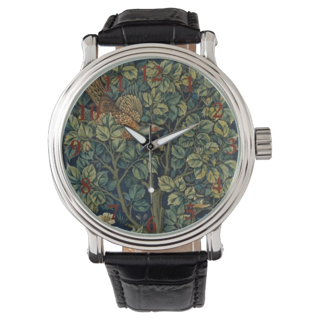 William Morris Pheasant Bird Träd Woodland Armbandsur (Framsida)
