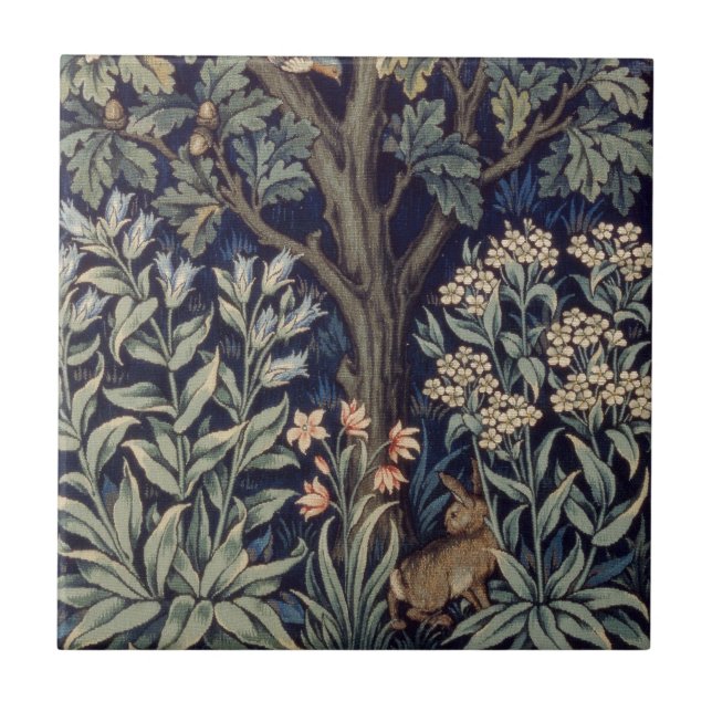 William Morris Pheasant Bird Träd Woodland Kakelplatta (Framsidan)