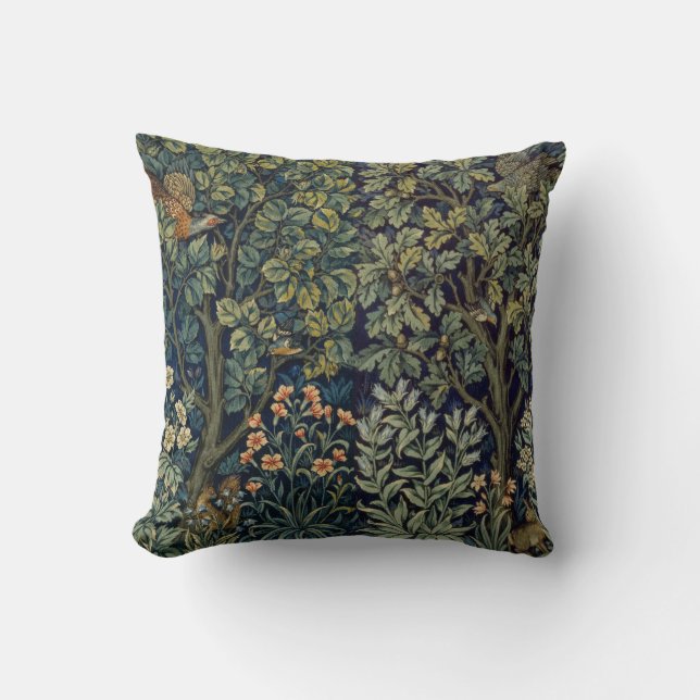 William Morris Pheasant Bird Träd Woodland Kudde (Framsida)