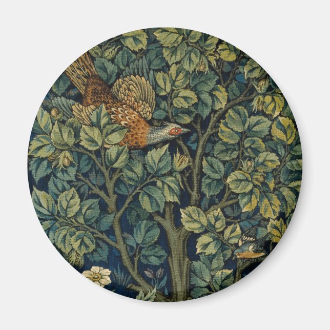 William Morris Pheasant Bird Träd Woodland Magnet (Framsidan)